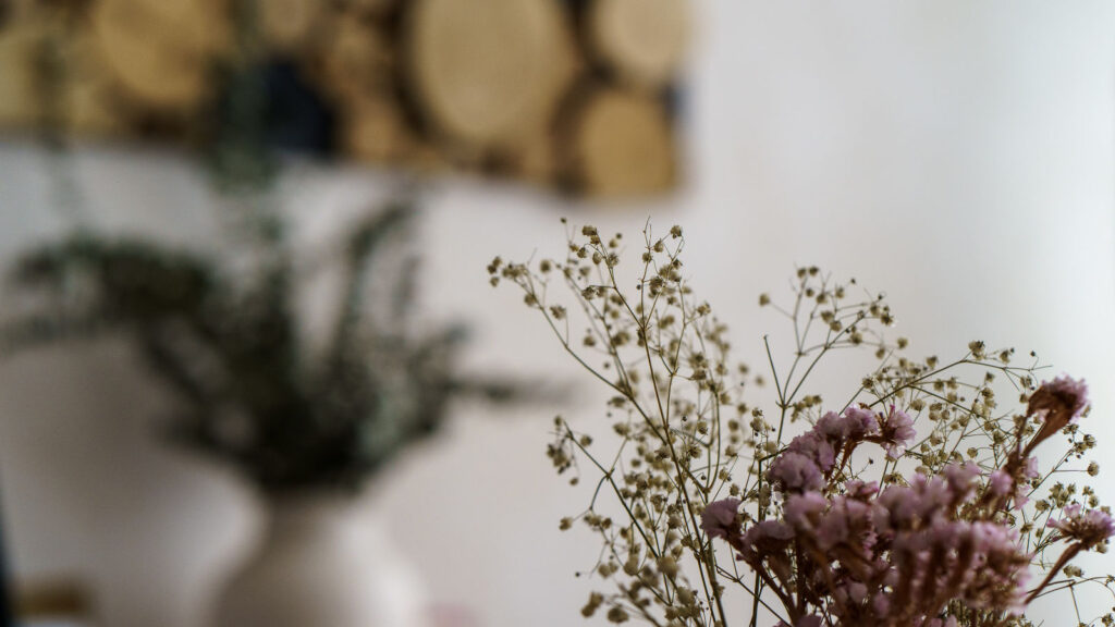 Trockenblumen als Dekoration in den Praxisräumen